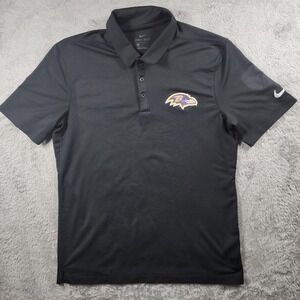 Baltimore Ravens Polo Shirt Mens Medium Black NFL Football Nike Dri-FIT Top